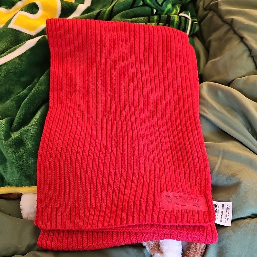 PINK Red Scarf NWOT